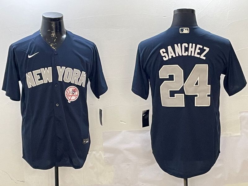 Men New York Yankees #24 Sanchez Blue Game 2025 Nike MLB Jersey style 4->new york yankees->MLB Jersey